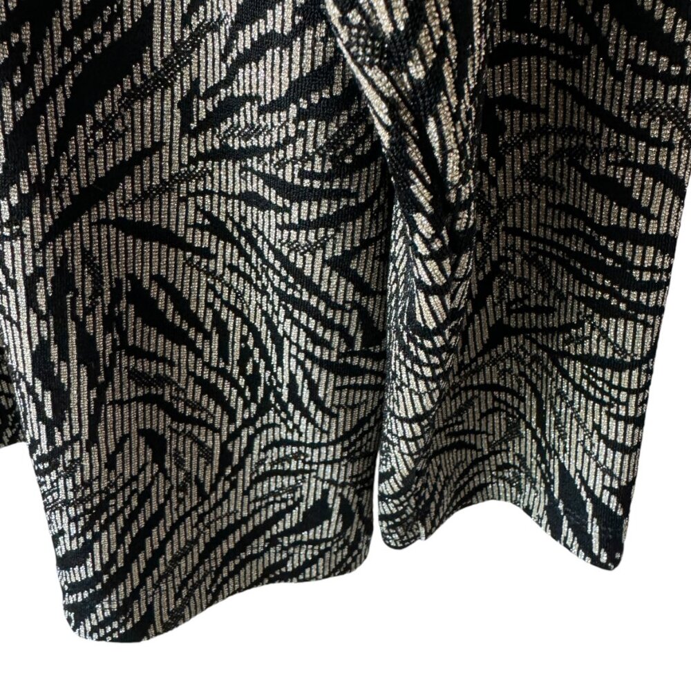 Chico's Travelers Sz 2/US Lg Long Sleeve Zip Up Cardigan Leaf Metallic Pockets - Picture 13 of 16
